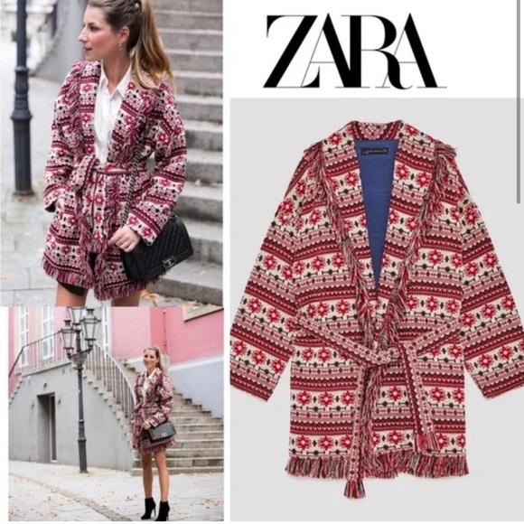 Zara Jackets & Blazers - NWTZara Woman XS Tribal Print Navajo Jacquard Aztec Cardigan Sweater Coat Jacket